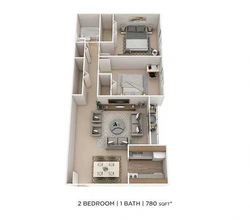 Floor plan Two Bedroom- 780 sqft
