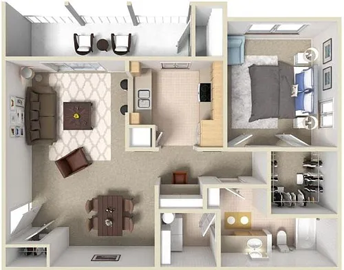 Floor plan A2 1/1 775 sf