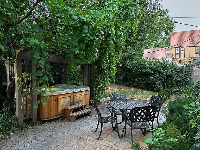 backyard patio and hot tub
