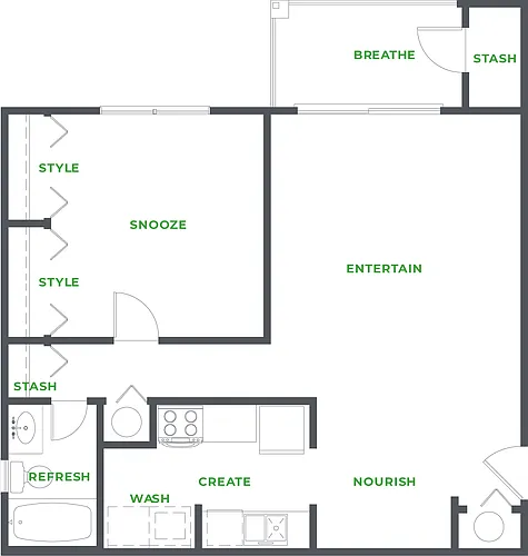 Floor plan 1 BEDROOM 1 BATHROOM (PHASE II)