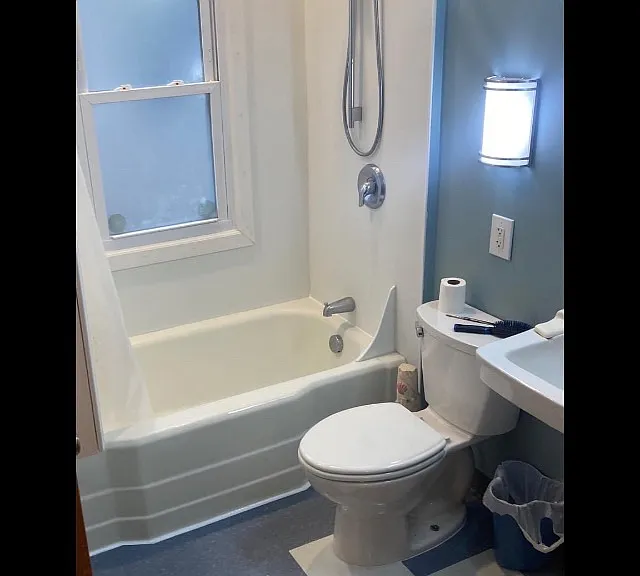 completely renovated first floor bathroom