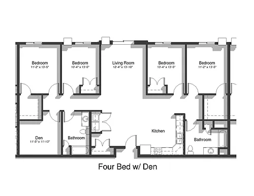 Floor plan 4 Bed 2 Bath + Den | 1710 sqft