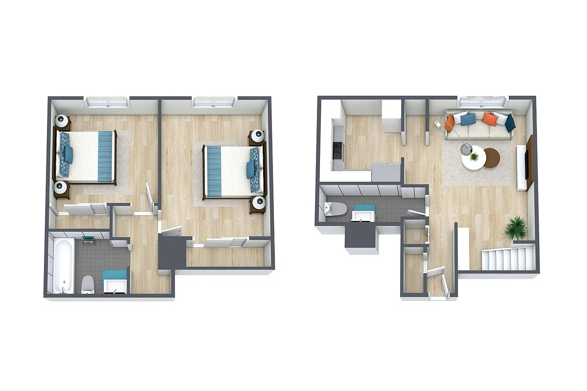 Floor plan 2BR - 1.5BTH Townhome Classic