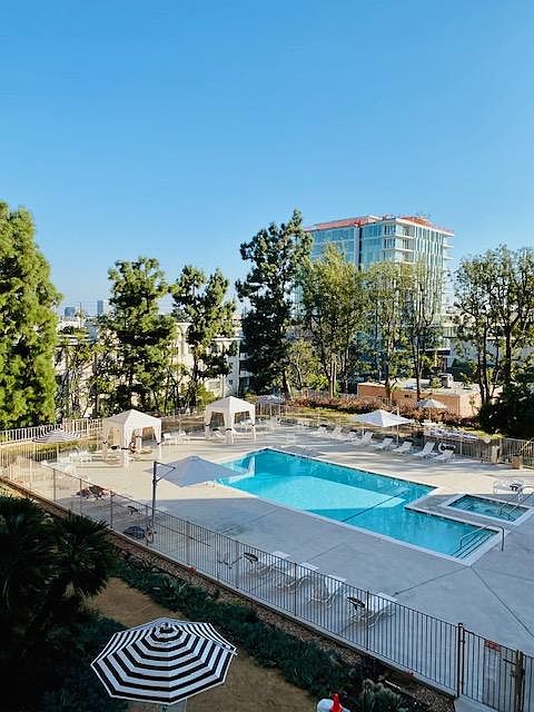 View from patio to pool
