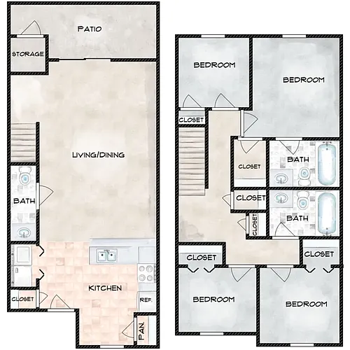 Floor plan Four Bedroom Townhome