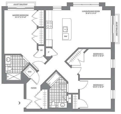 Floor plan 3 Bed/2 Bath