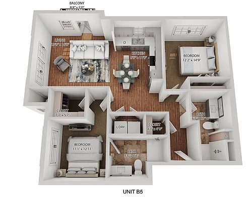 Floor plan Edward Lake (2 Bedroom)