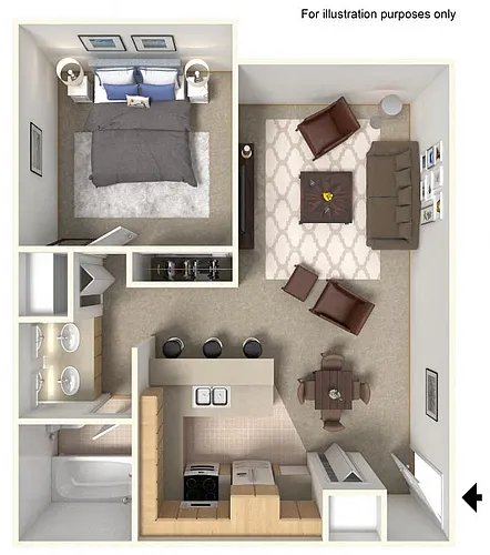 Floor plan 1X1 B