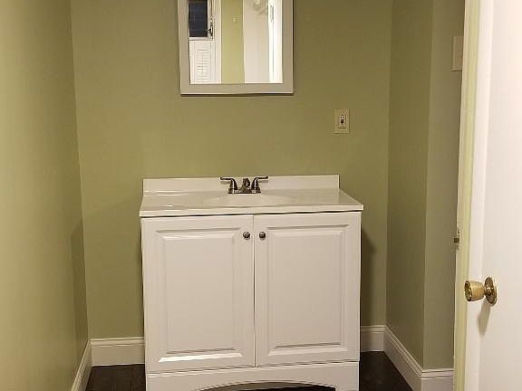 Bathroom vanity with sink, and mirror with medicine cabinet