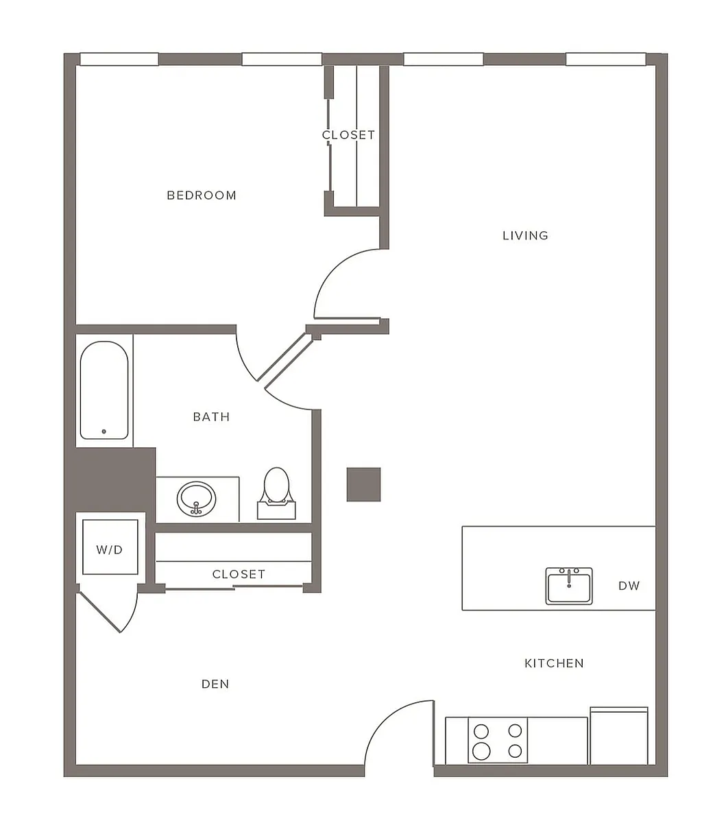 Floor plan A13 - One Bedroom with Den