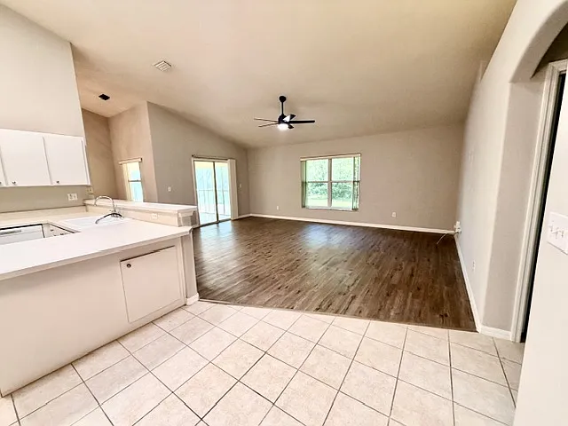 Kitchenette facing living room