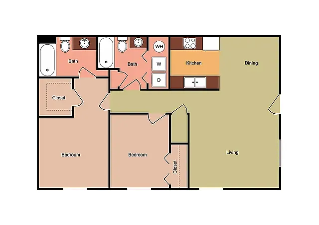 Floor plan 2 Bedroom 2 Bathroom