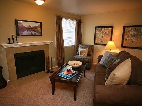 Living room with fireplace