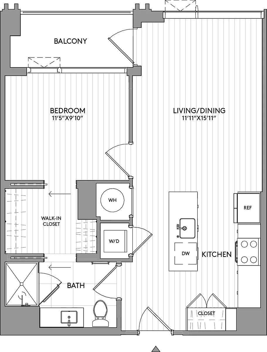 Floor plan 1-Bed-1-Bath-A14