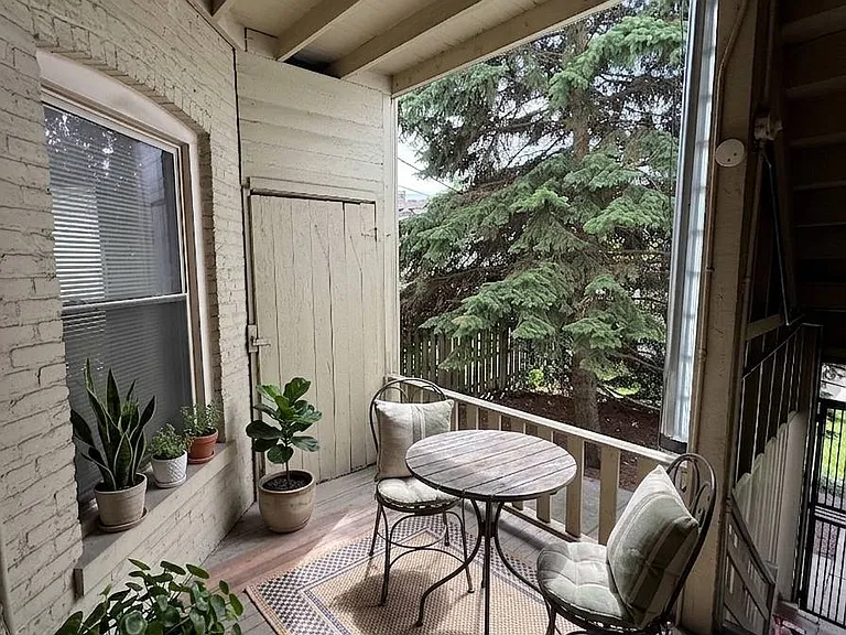 Private back porch overlooking patio