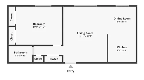Floor plan 1 Bed 1 Bath