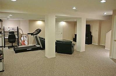 Basement. This shows the size of the family room but there s even more space in a bonus area for hobbies or an office