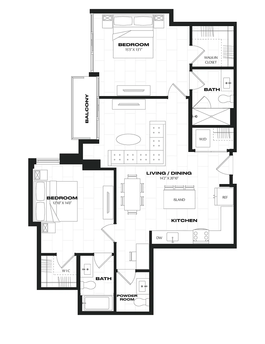 Floor plan 2 Bed/2.5 Bath-C5.2