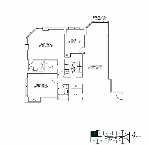 Floor plan WATERSIDE SQUARE NORTH - 3 Bedrooms Two Bathroom