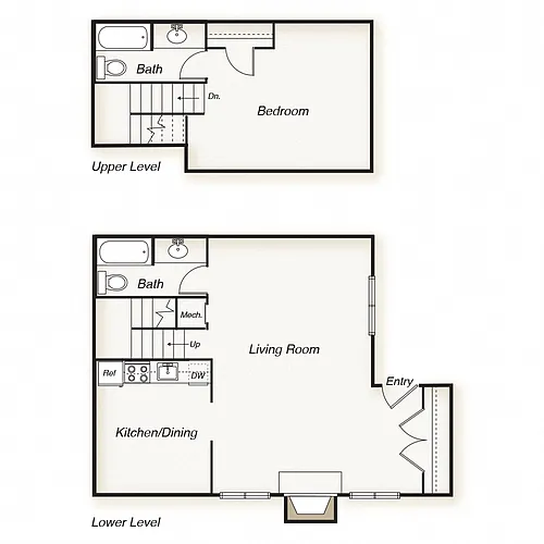 Floor plan 1 Bedroom 2 Bath Loft