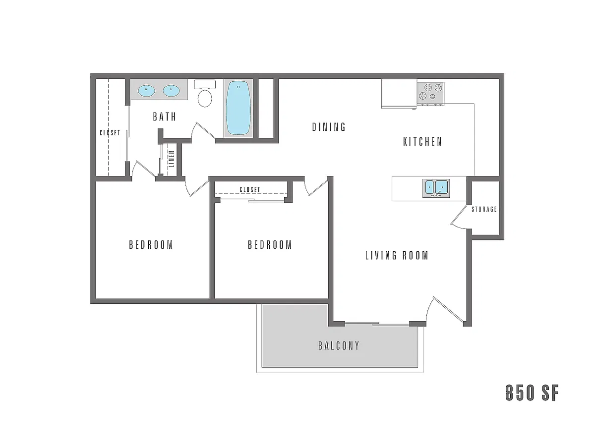 Floor plan 2 Bedroom 1 Bath