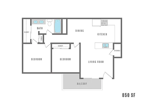 Floor plan 2 Bedroom 1 Bath