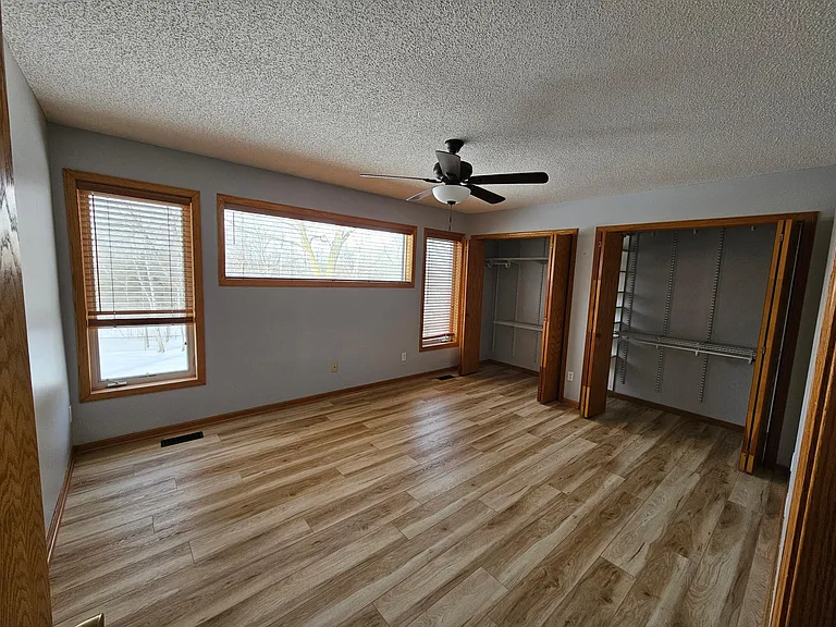 Master bedroom with double closets