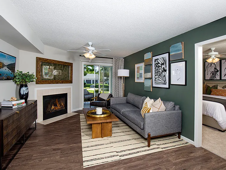 Living room with fireplace