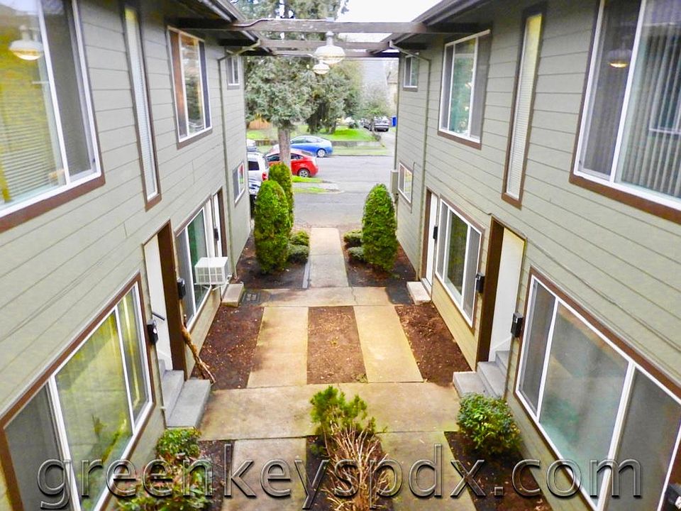 View of courtyard from covered patio