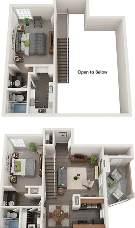Two Bedrooms, Two Bathrooms, Townhome, 1053 sqft, Full-Sized Washer/Dryer Connections, Patio/Balcony, Two Walk-in Closets, Fireplace in Selected Units Two Bedrooms, Two Bathrooms, Townhome, 1053 sqft, Full-Sized Washer/Dryer Connections, Patio/Balcony, Tw