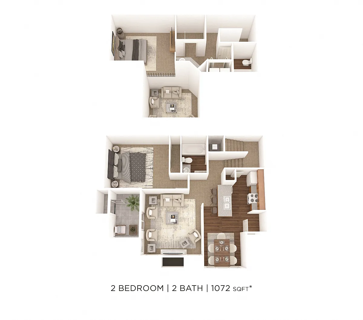 Floor plan Two Bedroom 2 Bath Townhome