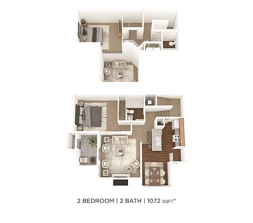 Floor plan Two Bedroom 2 Bath Townhome