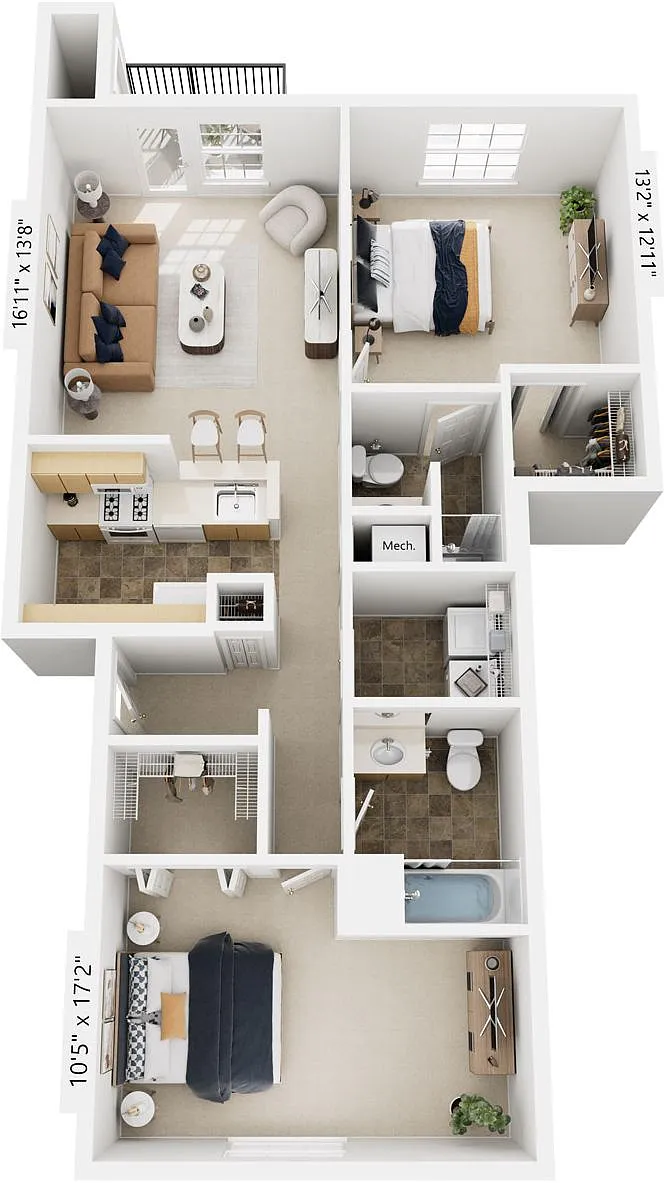 Floor plan Two Bedroom - Bridge