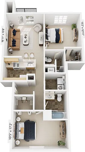 Floor plan Two Bedroom - Bridge