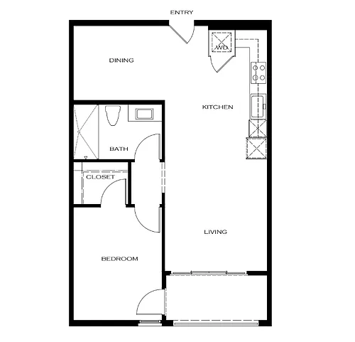 Floor plan 1 Bedroom and Den