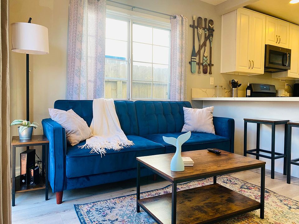 Couch folds to a bed for guests
