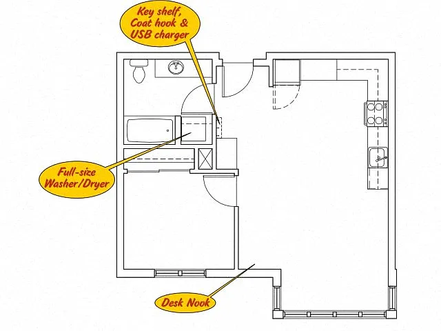 Floor plan 3233 Bldg - 1 bed 1 bath - B1