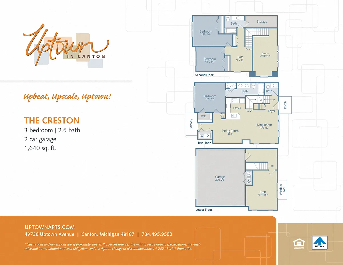 Floor plan The Creston - includes a 2 car attached garage