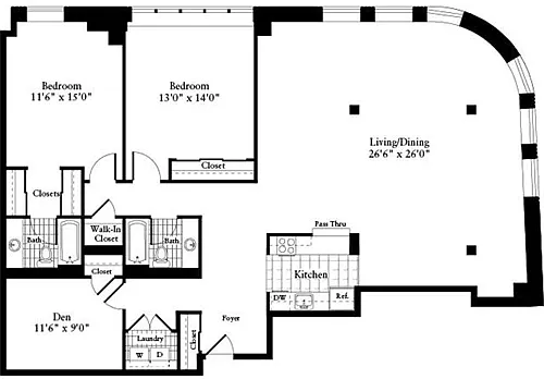 Floor plan 2 Bedrooms OO