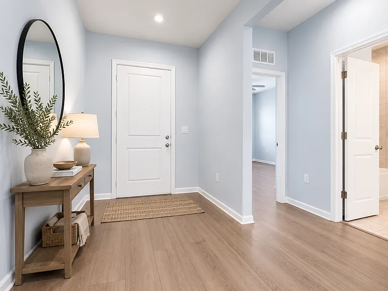 Virtually staged front entryway