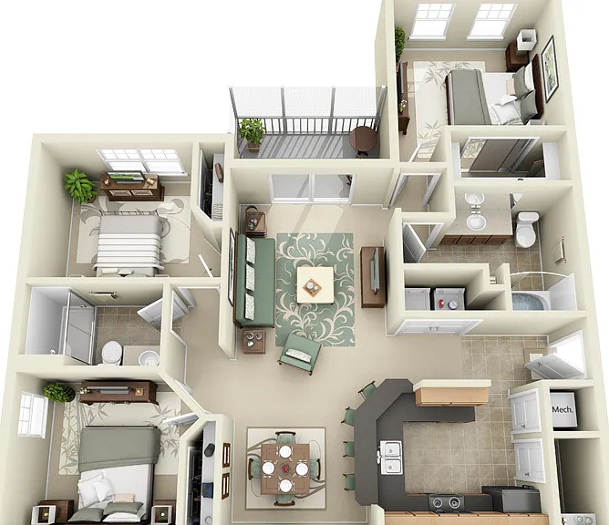 Arbor Glen Apartments - Mendoza - 2 Beds - 2 Baths - 1200 Sq. ft.