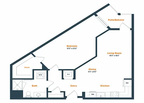 Floor plan A6 | 1 Bed | 1 Bath
