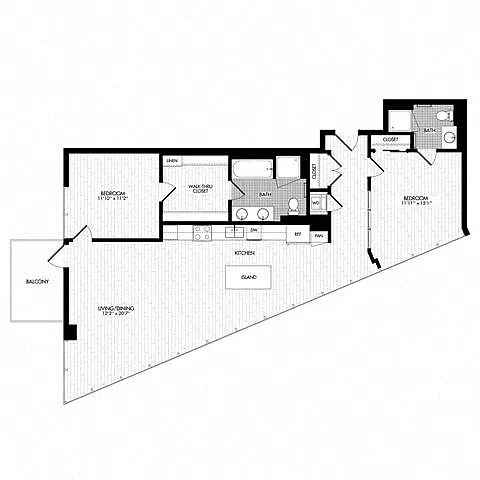 Floor plan 2H w/ Balcony
