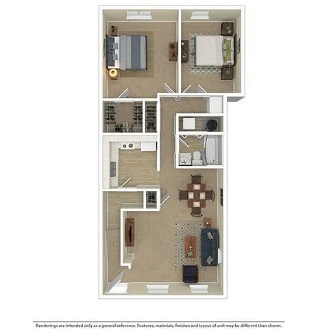 Floor plan 2 Bedroom 1 Bath