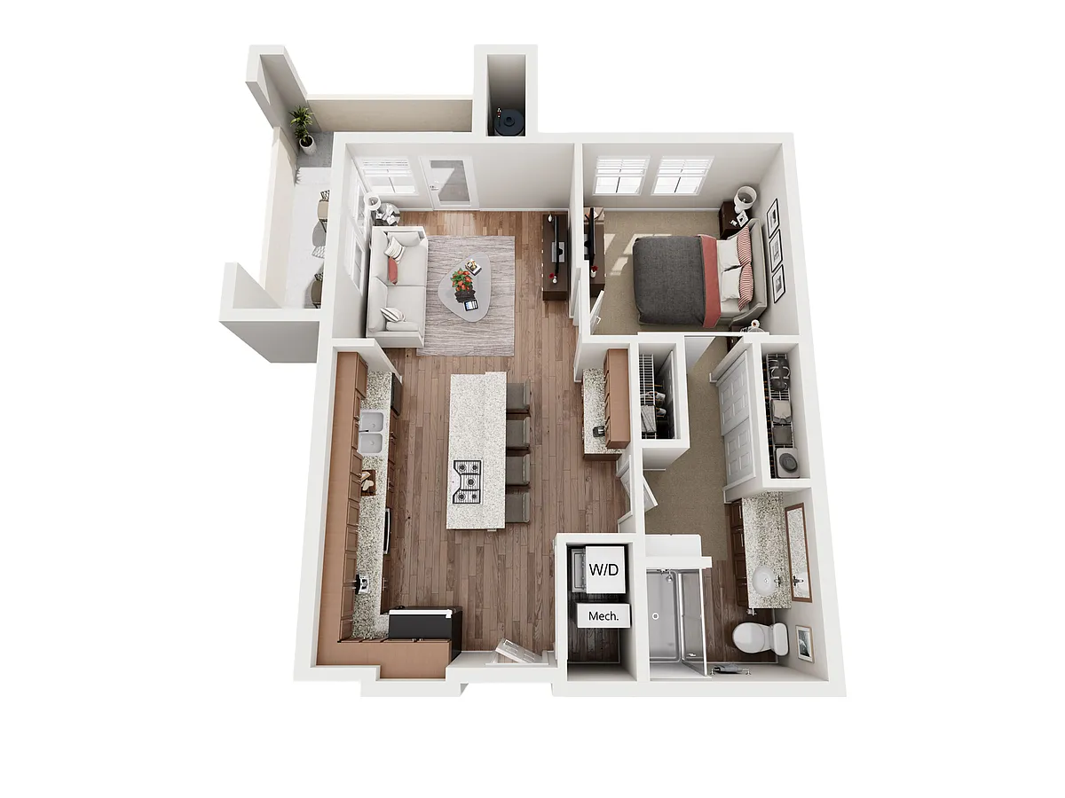 Floor plan 1A Balcony Mid Rise