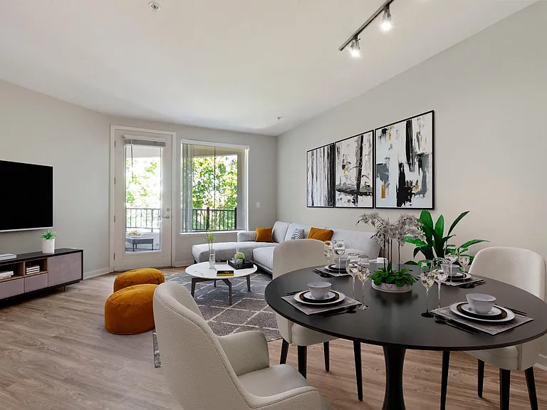 Large livings spaces can accommodate a dining area