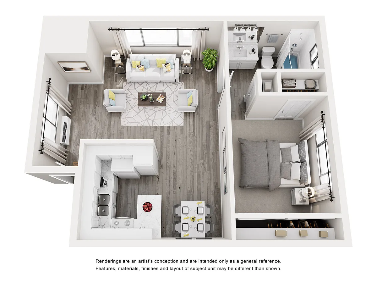 Floor plan 1BD, 1BTH C