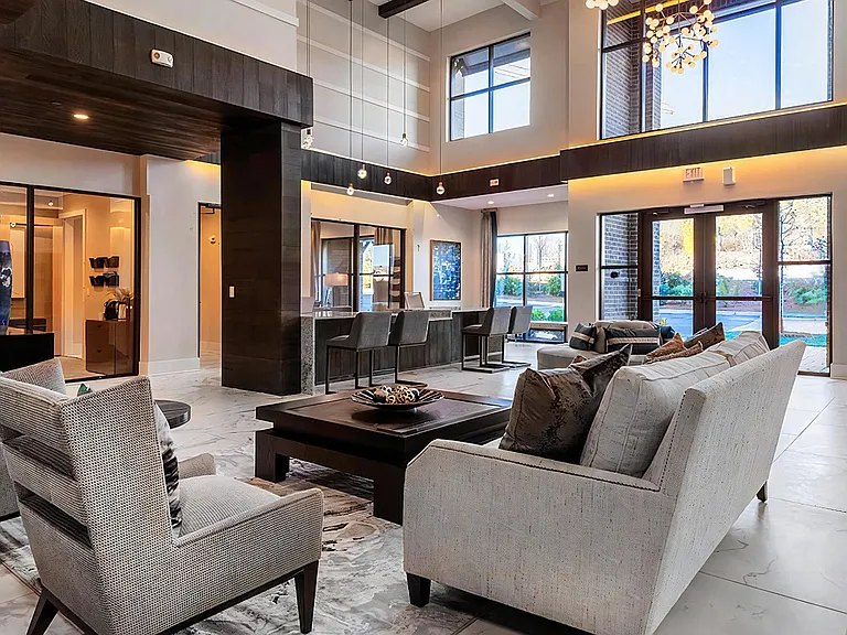 Welcoming Resident Lobby Featuring Lounge Area and Workspaces