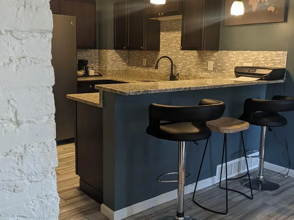 Kitchen with granite countertops