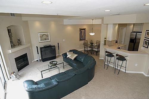 open and vaulted living/famiy room 